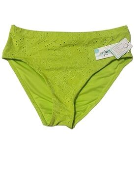 Freshwater Lime Green High-Waist Bikini Bottoms - Size Large NWT